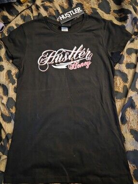 Hustler Hollywood Black Tee with Pink and White Logo